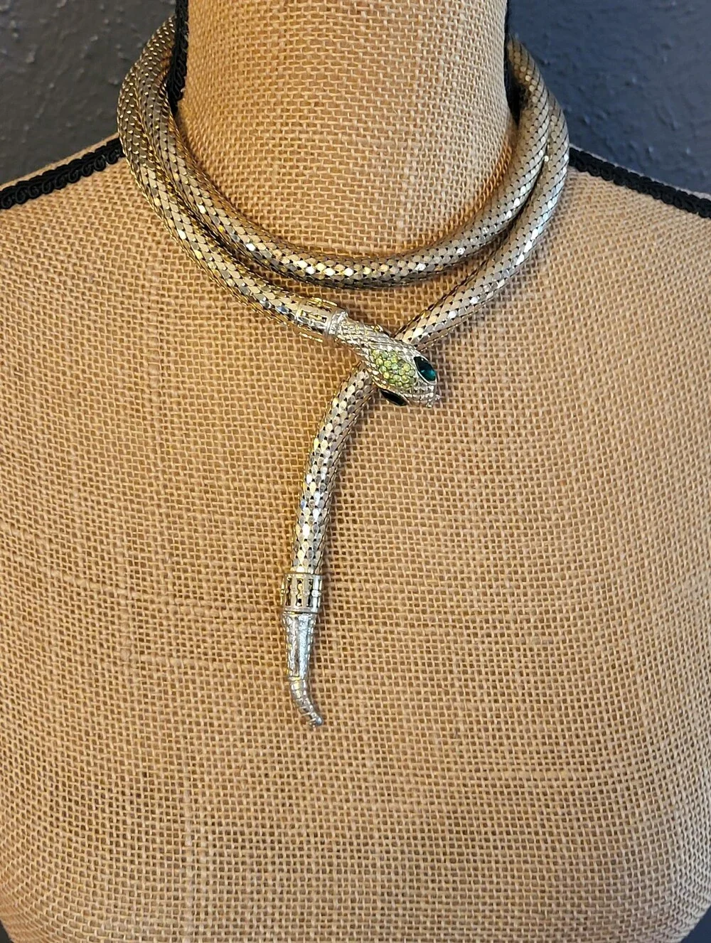 Whiting Davis Vintage 60s Goldtone Oromesh Serpent Belt/Lariat Necklace 38